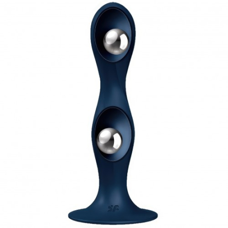 Фаллоимитатор со смещенным центром тяжести синий 18 см Double Ball-R Satisfyer