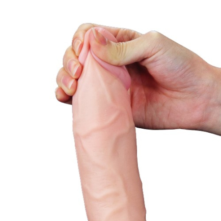 Фаллос с мошонкой Soft Ejaculation Cock с имитацией семяизвержения 24 см