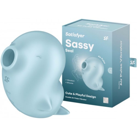 Вакуумно-волновой стимулятор с вибрацией голубой  Sassy Seal Satisfyer 