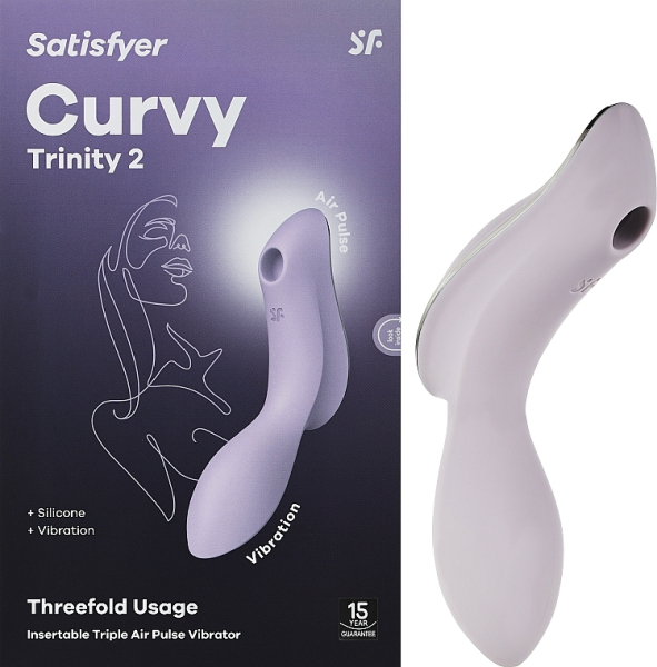 Вакуумный вибростимулятор для клитора и точки G фиолетовый Curvy Trinity 2 Satisfyer (EU+World version)