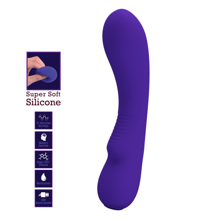 Перезаряжаемый изогнутый вибратор для точки G Pretty Love Matt Super Soft Silicone синий