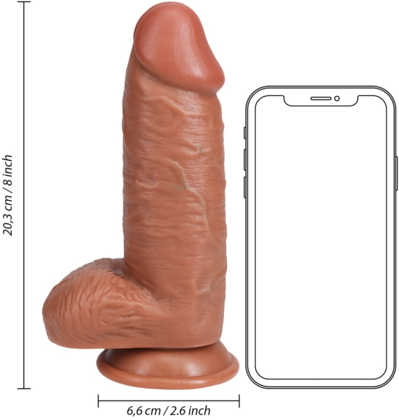 Фаллоимитатор реалистичный с мошонкой на присоске мулат RealRock Extra Thick Straight 20,3 см