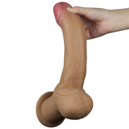 Реалистичный фаллос с высоко посаженной мошонкой Lovetoy Silicone Cock 30 см