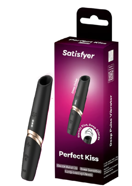 Бесконтактный вакуумный стимулятор клитора золотисто-черный Perfect Kiss Satisfyer 