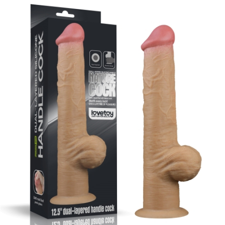 Рельефный фаллоимитатор с высоко посаженной мошонкой Lovetoy Silicone Cock 33 см