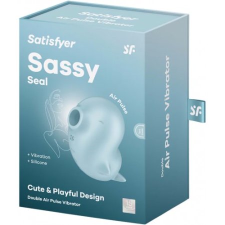 Вакуумно-волновой стимулятор с вибрацией голубой  Sassy Seal Satisfyer 