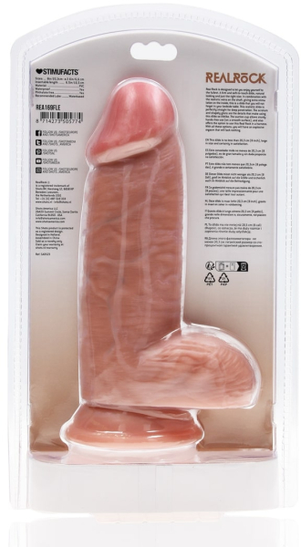 Фаллоимитатор реалистичный с мошонкой на присоске телесный RealRock Extra Thick Straight 20,3 см