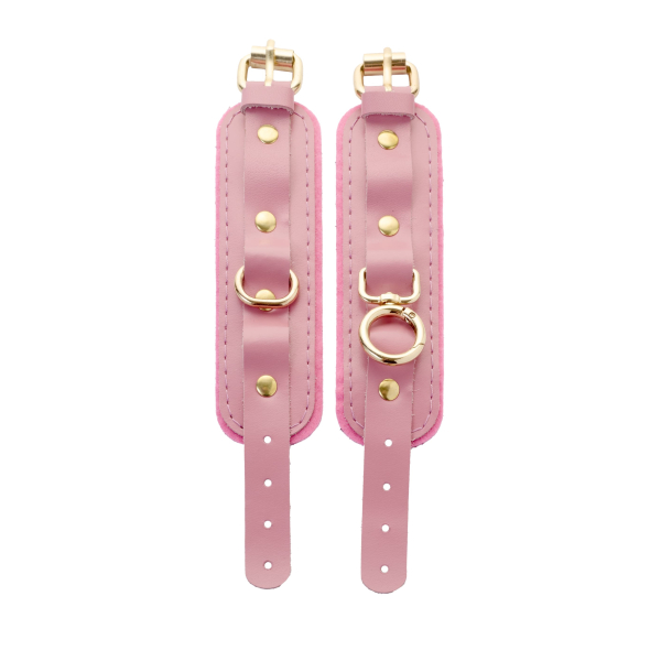 Наручники скругленные розовые (фетр, золото)