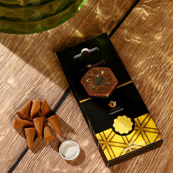 Аромаконусы и подставка "Chakra" Роза, герань, мята (40 шт)