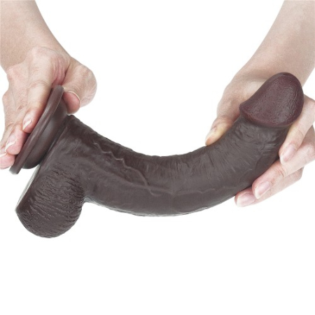 Черный фаллоимитатор на присоске Lovetoy Sliding-Skin Dual Layer Dong 23 см