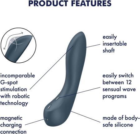 Вибратор для точки G с эффектом прикосновений темно-синий G-Spot Wave 4 Satisfyer 
