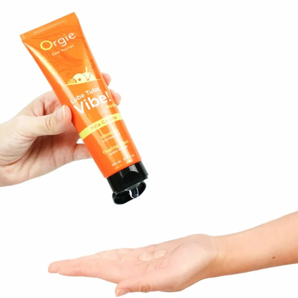 Съедобный лубрикант на водной основе с эффектом вибрации Orgie Lube Tube Vibe Medium 100 мл Пина Колада