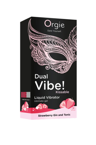 Съедобный гель с эффектом вибрации со вкусом клубники и джин-тоника DUAL VIBE! KISSABLE (15 мл)