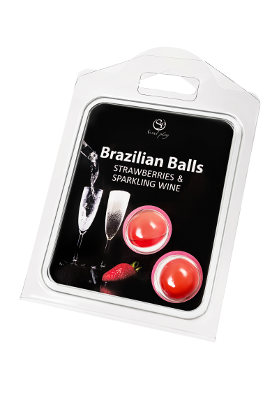 Массажное масло с ароматом клубники и шампанского Secret Play Brazilian Balls (2х4 г)