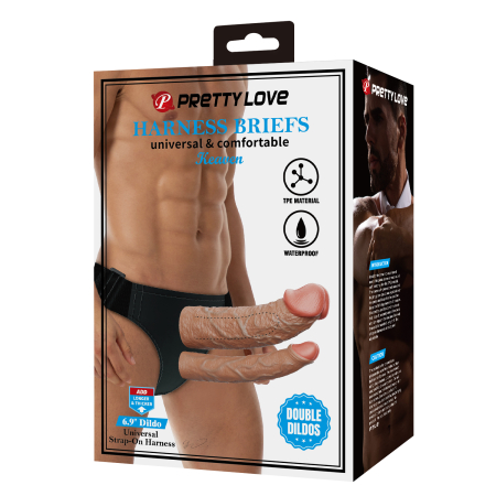 Страпон-трусы с двойным дилдо Pretty Love Harness Briefs Mason