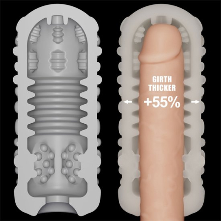 Рельефная вибронасадка на пенис Knights Ring Vibrating Dual Purpose Sleeve-Drip