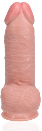 Фаллоимитатор реалистичный с мошонкой на присоске телесный RealRock Extra Thick Straight 20,3 см