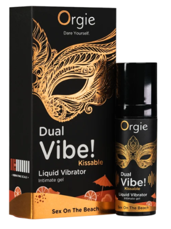Съедобный жидкий вибратор со вкусом коктейля "Секс на пляже" DUAL VIBE! KISSABLE 15 мл