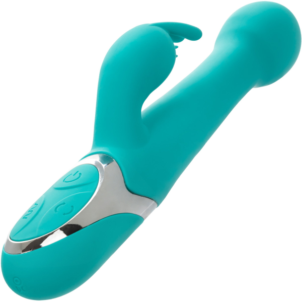 Вибратор-кролик перезаряжаемый с функцией пенетрации и вращением бусин голубой Enchanted Oscillate