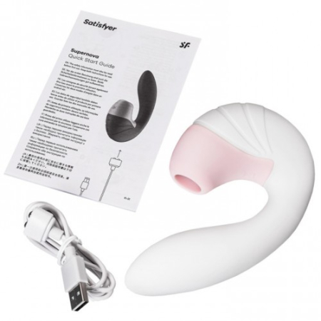 Вибратор с вакуумно-волновым стимулятором клитора белый Supernova Satisfyer 