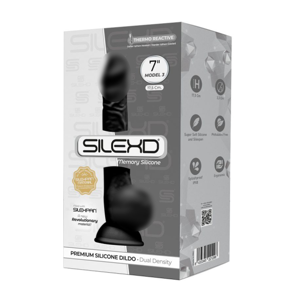 Реалистичный фаллоимитатор с мошонкой на присоске черный SILEXD Model 3 17,5 см