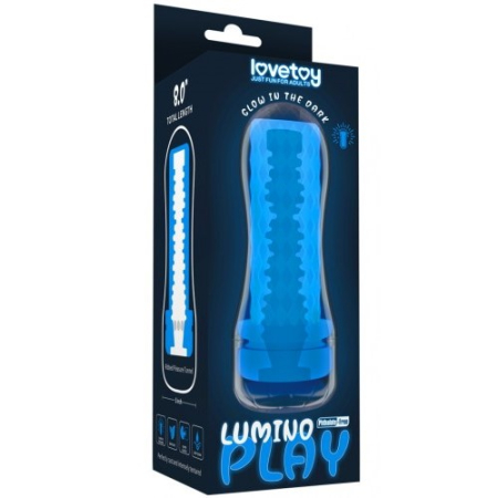 Прозрачный мастурбатор светящийся в темноте Lumino Play Ribbed Masturbator