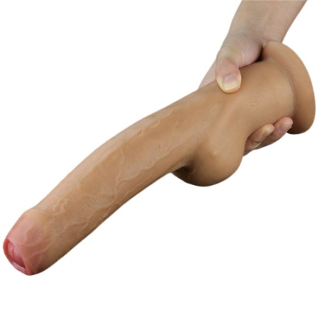 Фаллос с закрытой головкой и высоко посаженной мошонкой Dual Layered Handle Cock 28 см