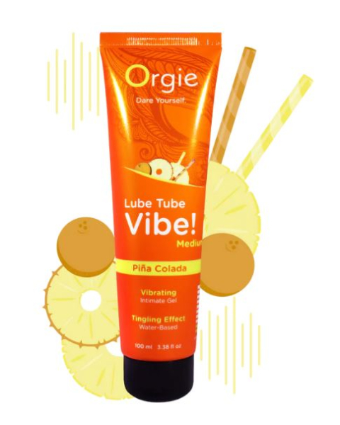 Съедобный лубрикант на водной основе с эффектом вибрации Orgie Lube Tube Vibe Medium 100 мл Пина Колада