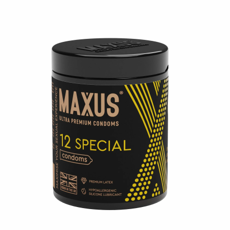 Презервативы Maxus Special точечно-ребристые в пластиковом кейсе (12 шт)