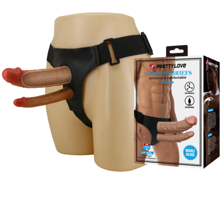 Страпон-трусы с двойным дилдо Pretty Love Harness Briefs Mason