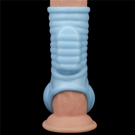 Рельефная вибронасадка на пенис и мошонку Vibrating Wave Knights Ring with Scrotum Sleeve