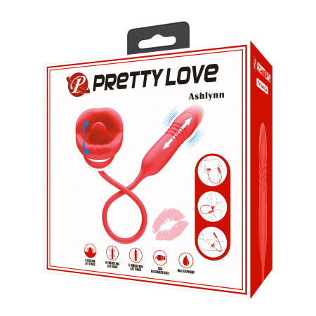 Двойной стимулятор: орал-симулятор + вибратор с фрикциями Pretty Love Ashlynn