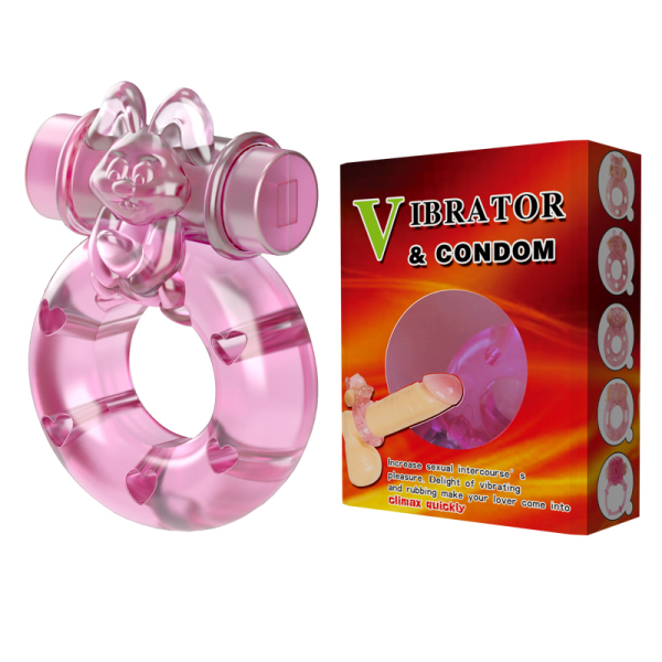 Эрекционное кольцо с вибрацией на пенис Pink Bunny﻿ Baile 