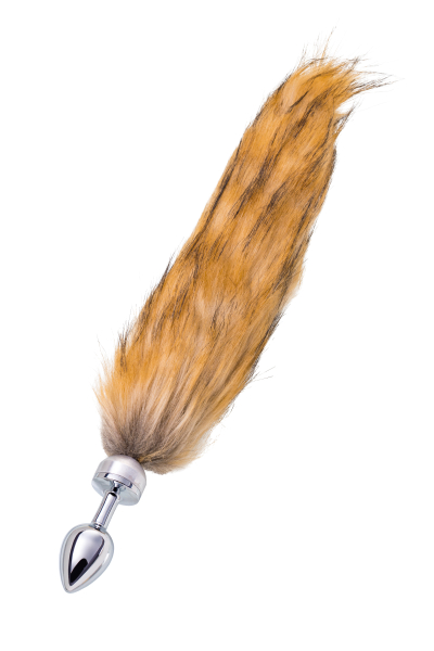 Анальная втулка серебряная с большим рыжим хвостом