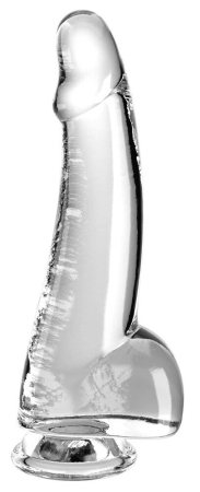 Фаллоимитатор с мошонкой на присоске прозрачный King Cock 7,5“ Cock with Balls