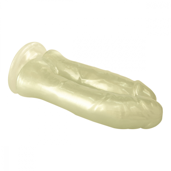 Перламутровый золотистый двойной фаллоимитатор на присоске Baroque Pearl