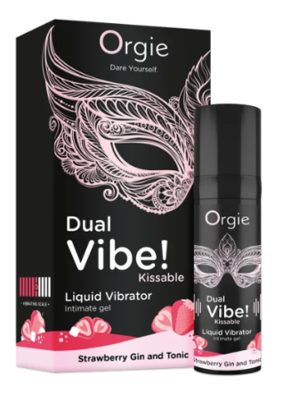 Съедобный жидкий вибратор со вкусом клубники и джин-тоника DUAL VIBE! KISSABLE 15 мл