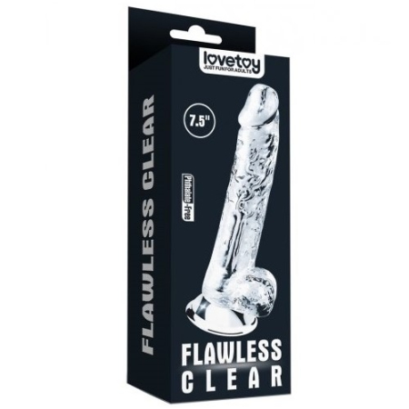 Прозрачный фаллос с мошонкой Lovetoy Flawless Clear Dildo 19 см