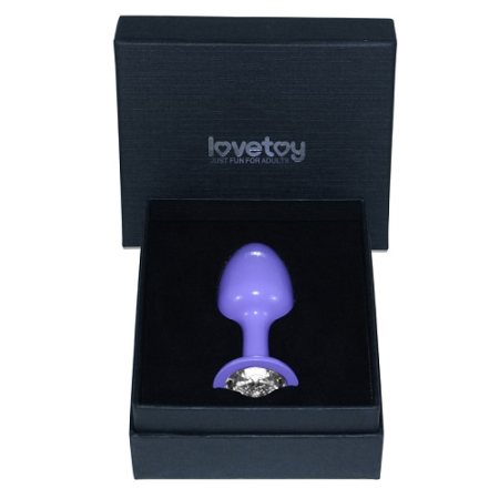 Фиолетовая анальная пробка с прозрачным кристаллом Rosebud Purple