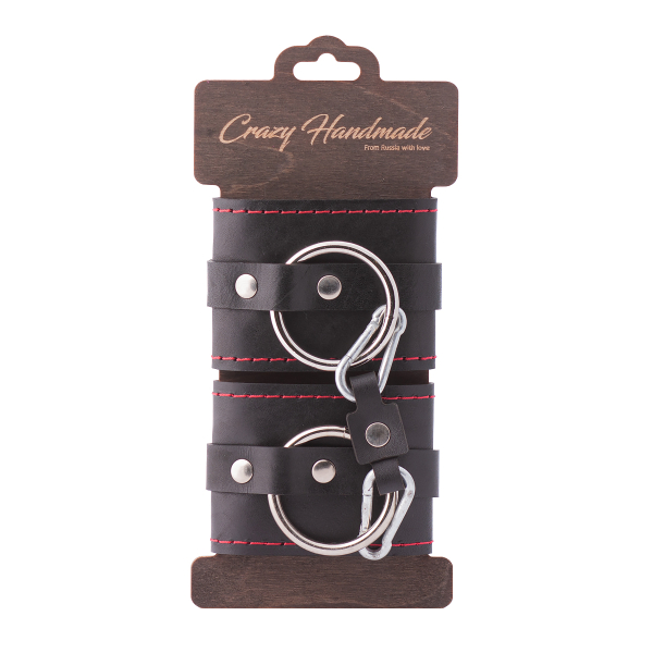 Однослойные наручники из натуральной кожи с контрастной строчкой