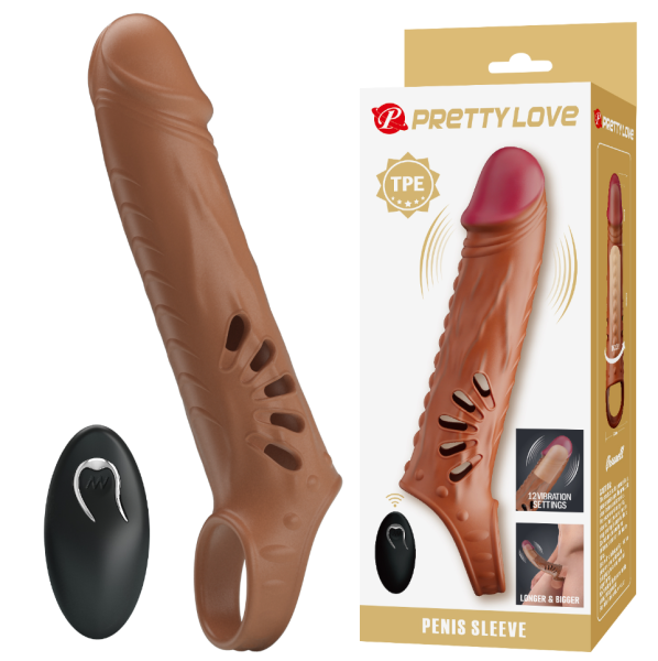 Удлиняющая насадка на пенис с вибрацией Pretty Love Boswell 