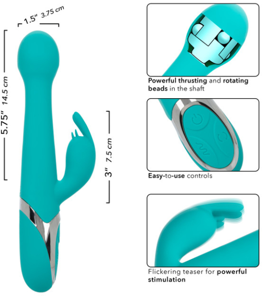 Вибратор-кролик перезаряжаемый с функцией пенетрации и вращением бусин голубой Enchanted Oscillate