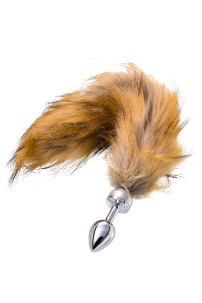 Анальная втулка серебряная с большим рыжим хвостом