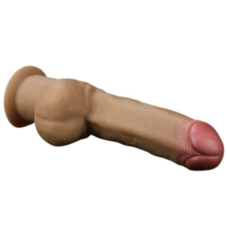 Реалистичный фаллос с высоко посаженной мошонкой Lovetoy Silicone Cock 30 см
