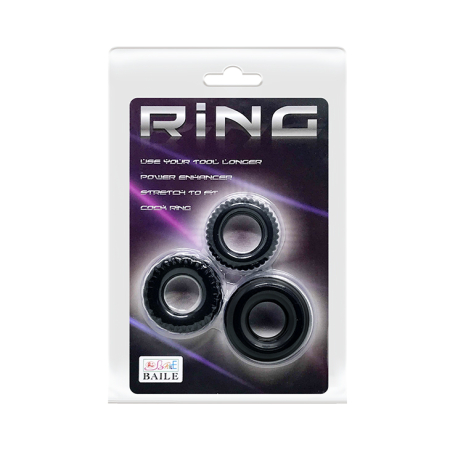 Набор из трёх эластичных эрекционных колец с разными текстурами Baile Ring