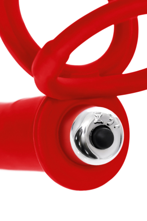 Вибронасадка на пенис для двойного проникновения красная Black&Red
