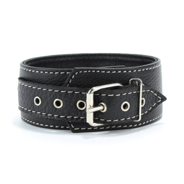 Ошейник с контрастной строчкой из натуральной кожи