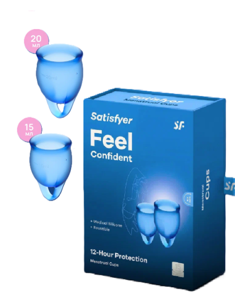 Набор менструальных чаш синий Feel Confident Satisfyer 