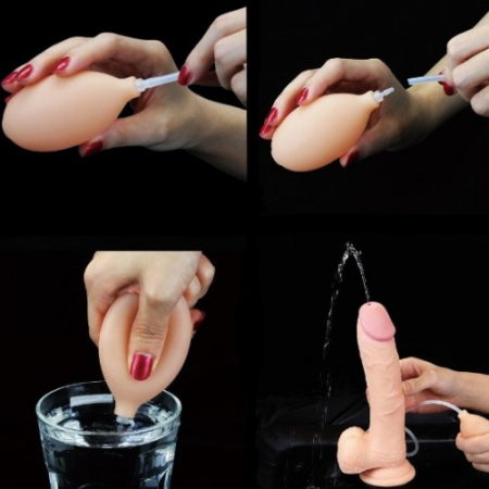 Фаллос с мошонкой Soft Ejaculation Cock с имитацией семяизвержения 24 см