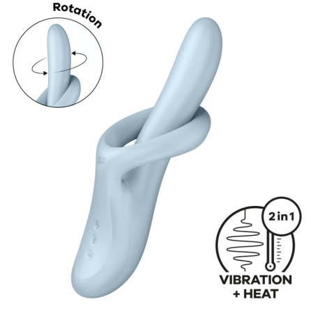 Нагревающий вибратор-кролик c ротацией голубой ﻿Heat Flex 4 Satisfyer 